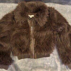 Hyfve Faux Fur Coat - Size Small - Brown Color